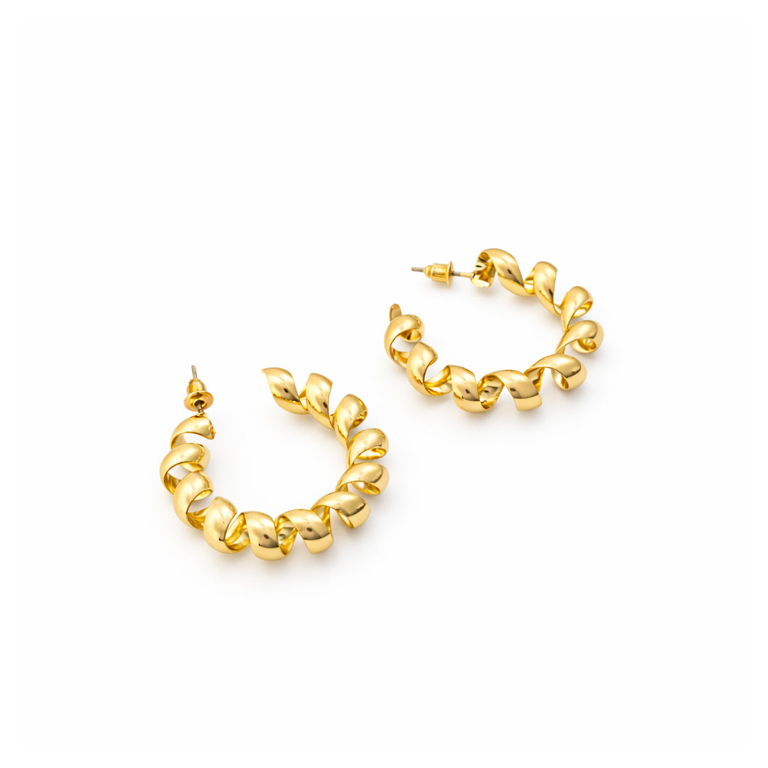 gold plated Twirl Hoops Earring