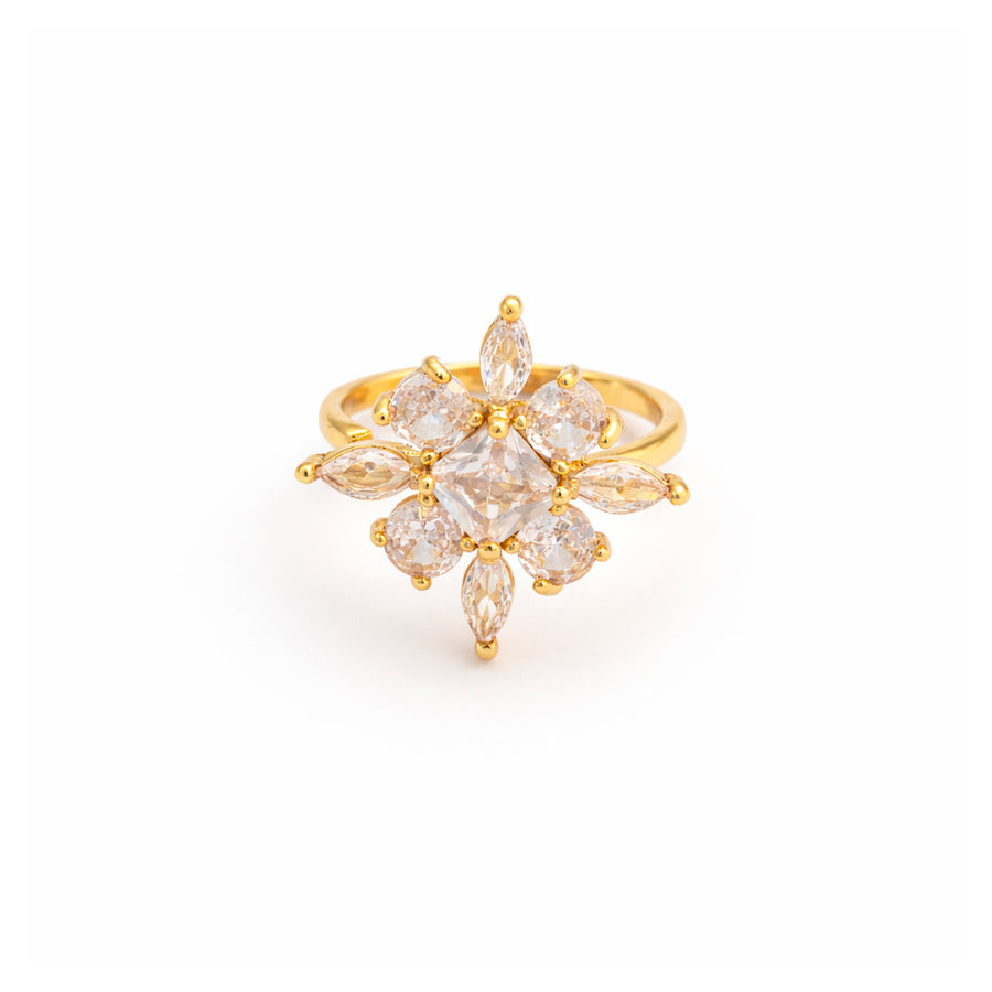 Celeste Flower Spark Adjustable Ring