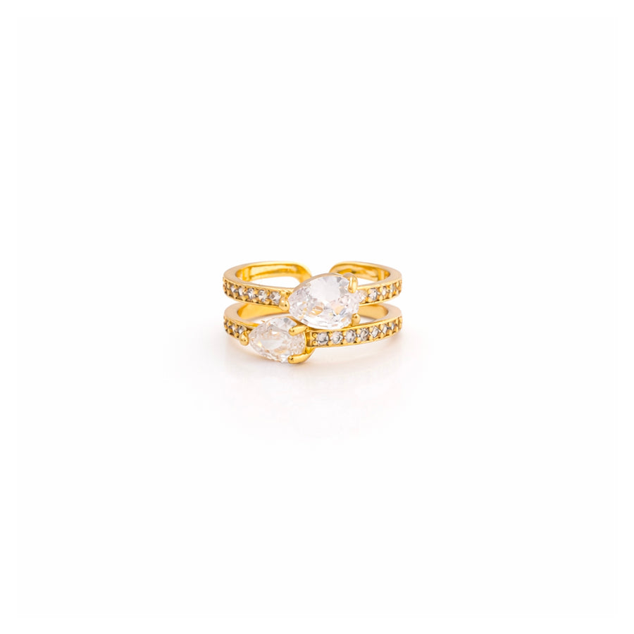 Crystal Duo Adjustable Ring