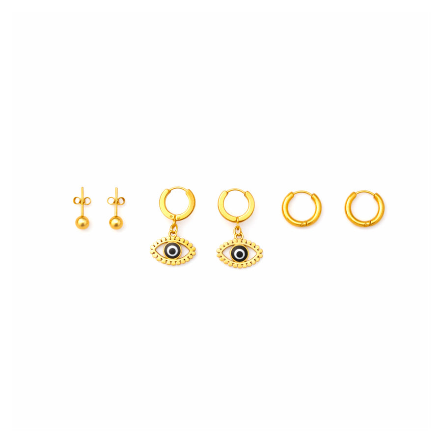 Golden Evil Eye Ear set Earrings