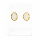 Ivory Halo Oval Stud Earrings