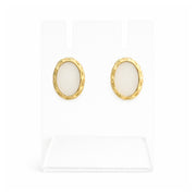 Ivory Halo Oval Stud Earrings