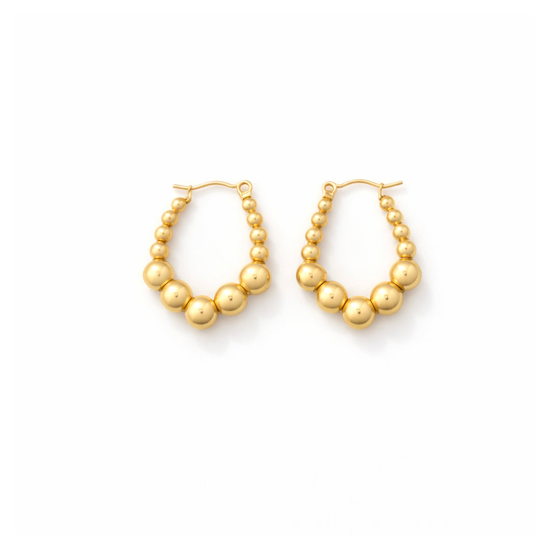 Pearl Bead Cascade Hoop Earrings