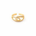 Interlinked Loop Crystal Adjustable Ring