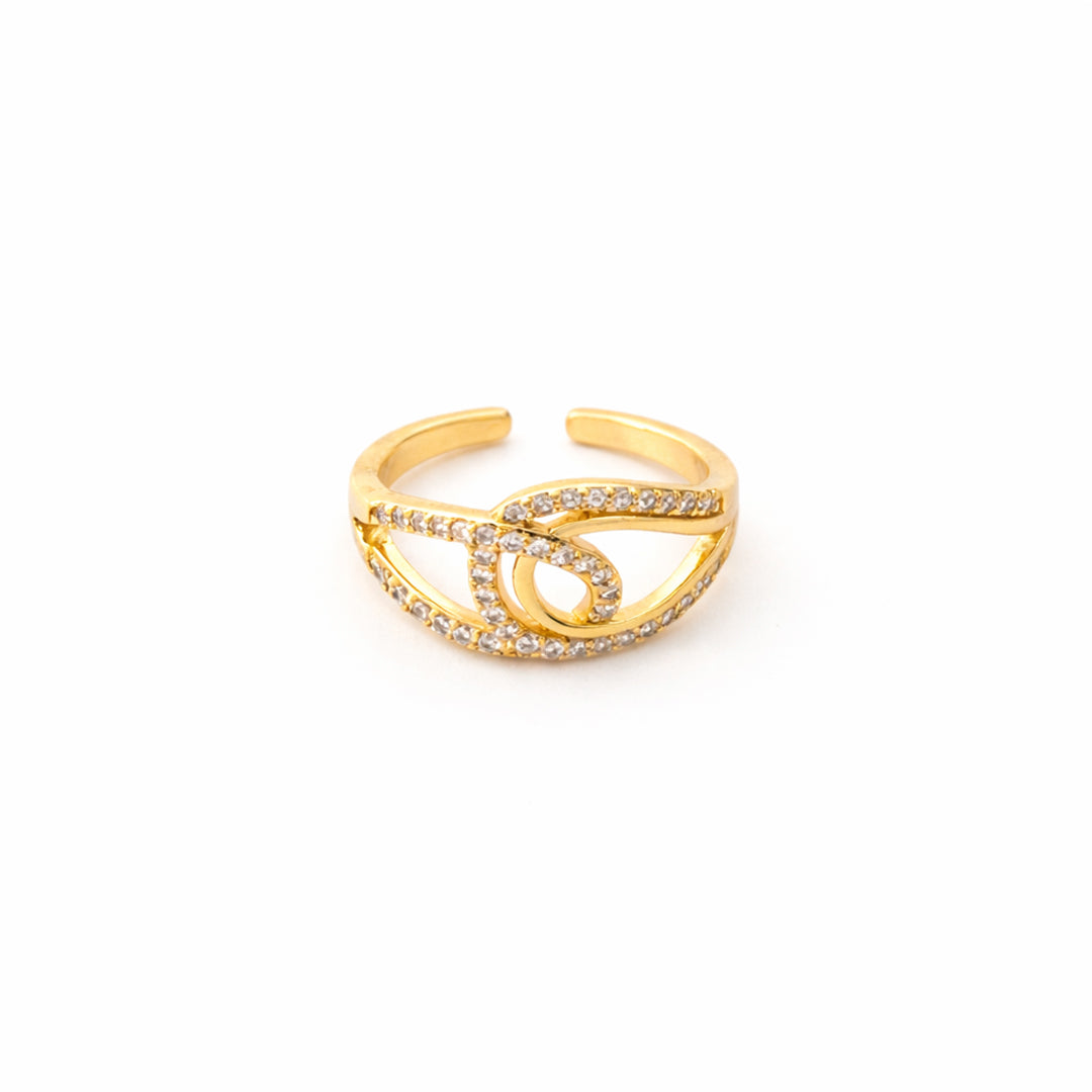 Interlinked Loop Crystal Adjustable Ring
