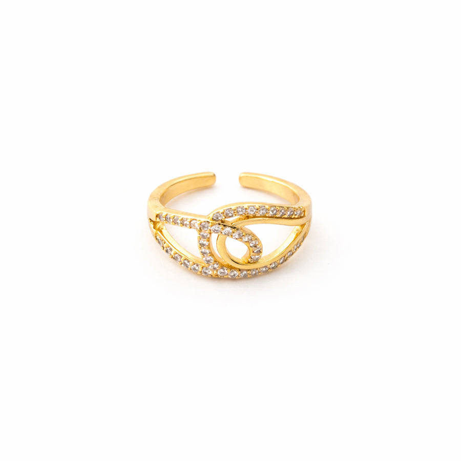 Interlinked Loop Crystal Adjustable Ring