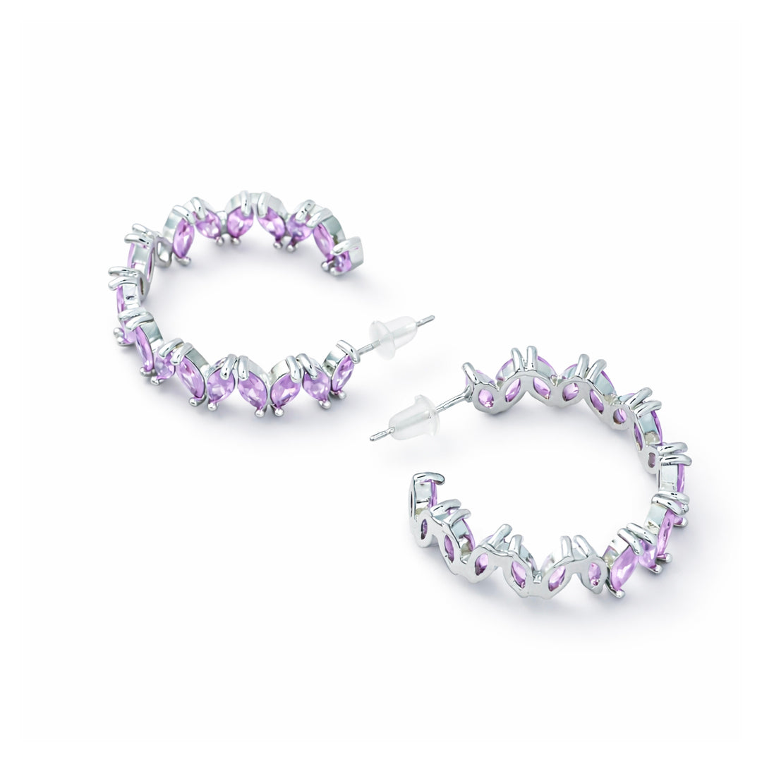 Amethyst Petal Hoop Earrings