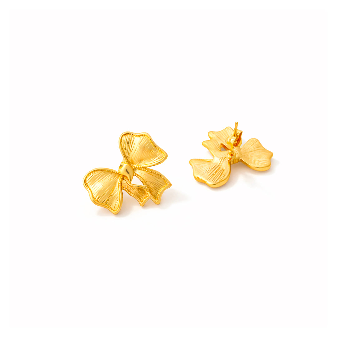 Gunmetal Bow Tie Stud Earrings