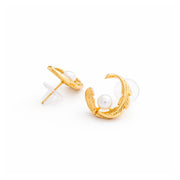 Golden Fern Pearl Earrings