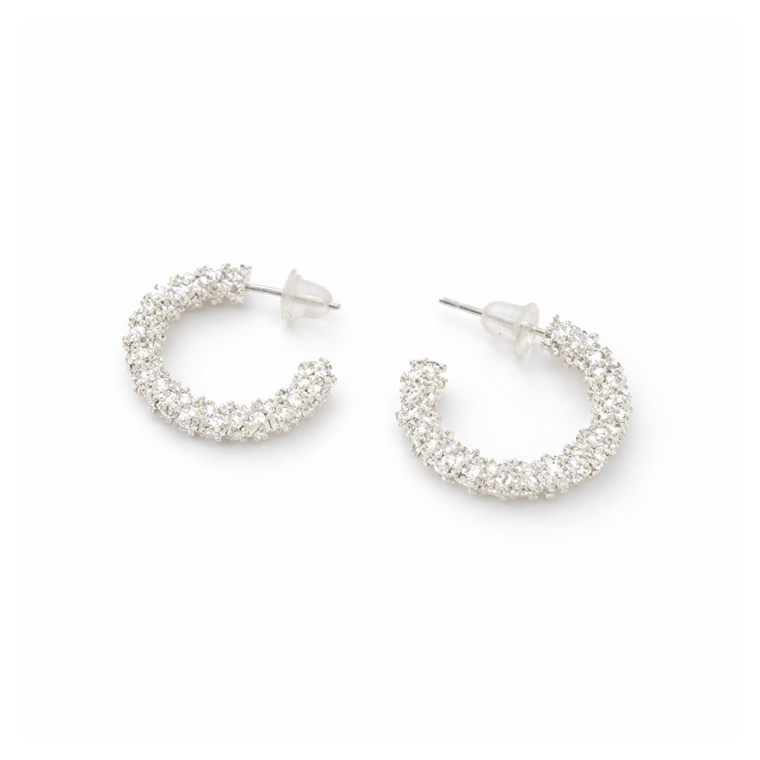Crystal Cascade C-Hoop Earrings