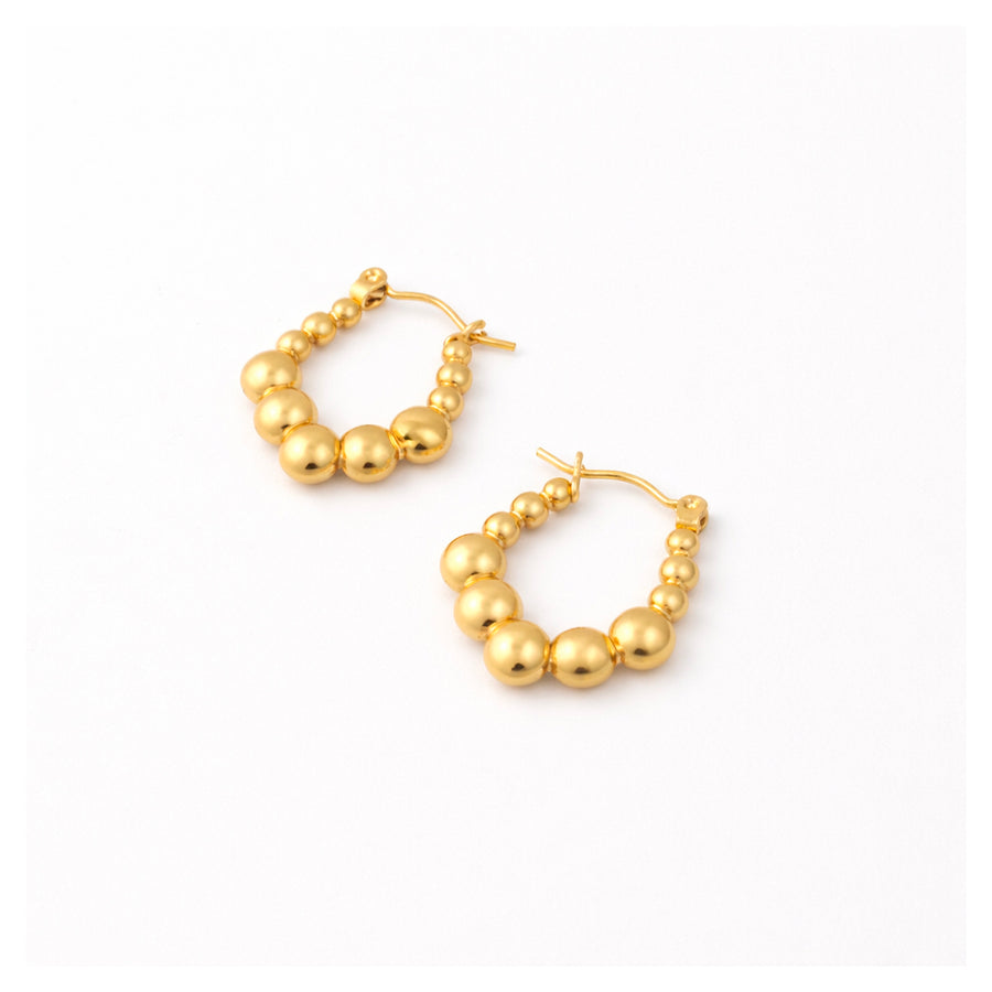 Pearl Bead Cascade Hoop Earrings