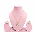 White Enamel Heart Pendant & Earrings Set