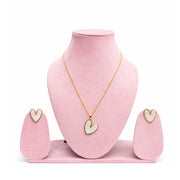White Enamel Heart Pendant & Earrings Set