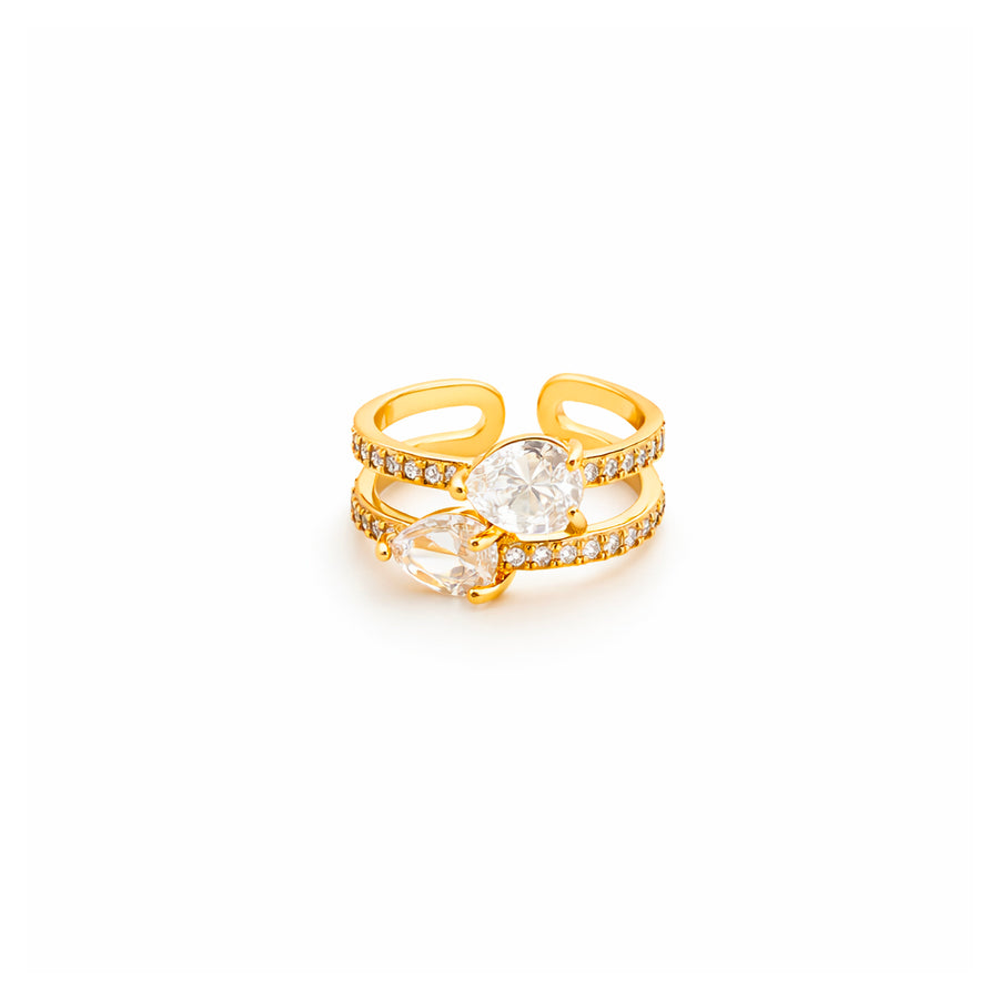 Crystal Duo Adjustable Ring