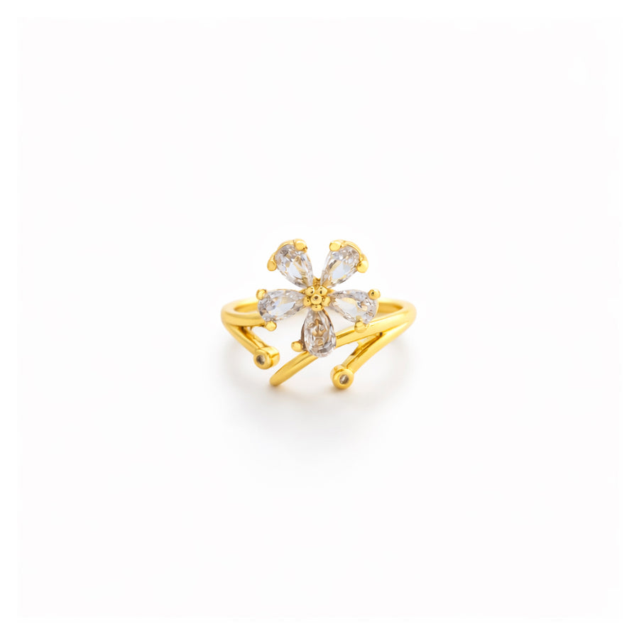 Crystal Bloom Adjustable Ring