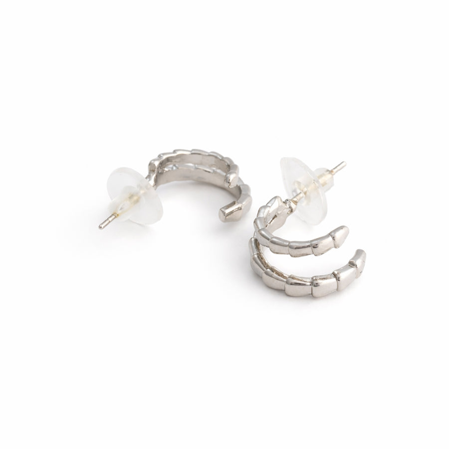 Silver Block Luxe Hoop Earrings