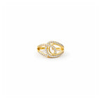 Interlinked Loop Crystal Adjustable Ring