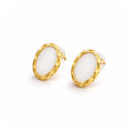 Ivory Halo Oval Stud Earrings