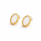 Ivory Halo Oval Stud Earrings