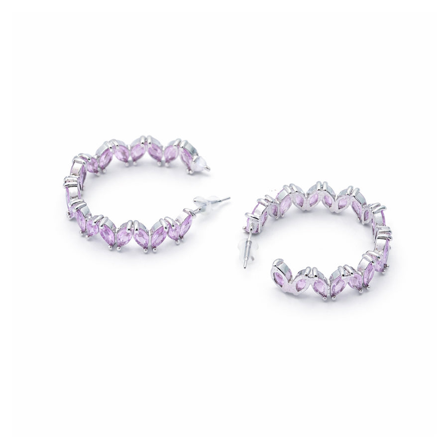 Amethyst Petal Hoop Earrings