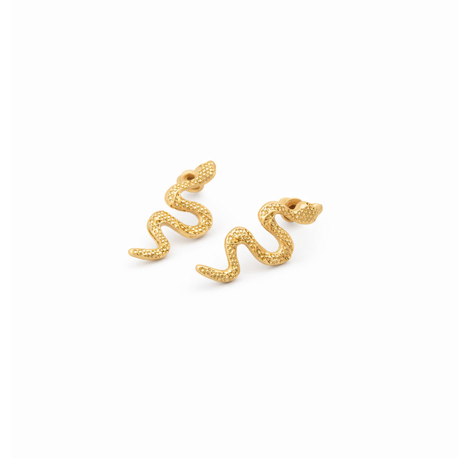 Coiled Serpent Gold Stud Earrings