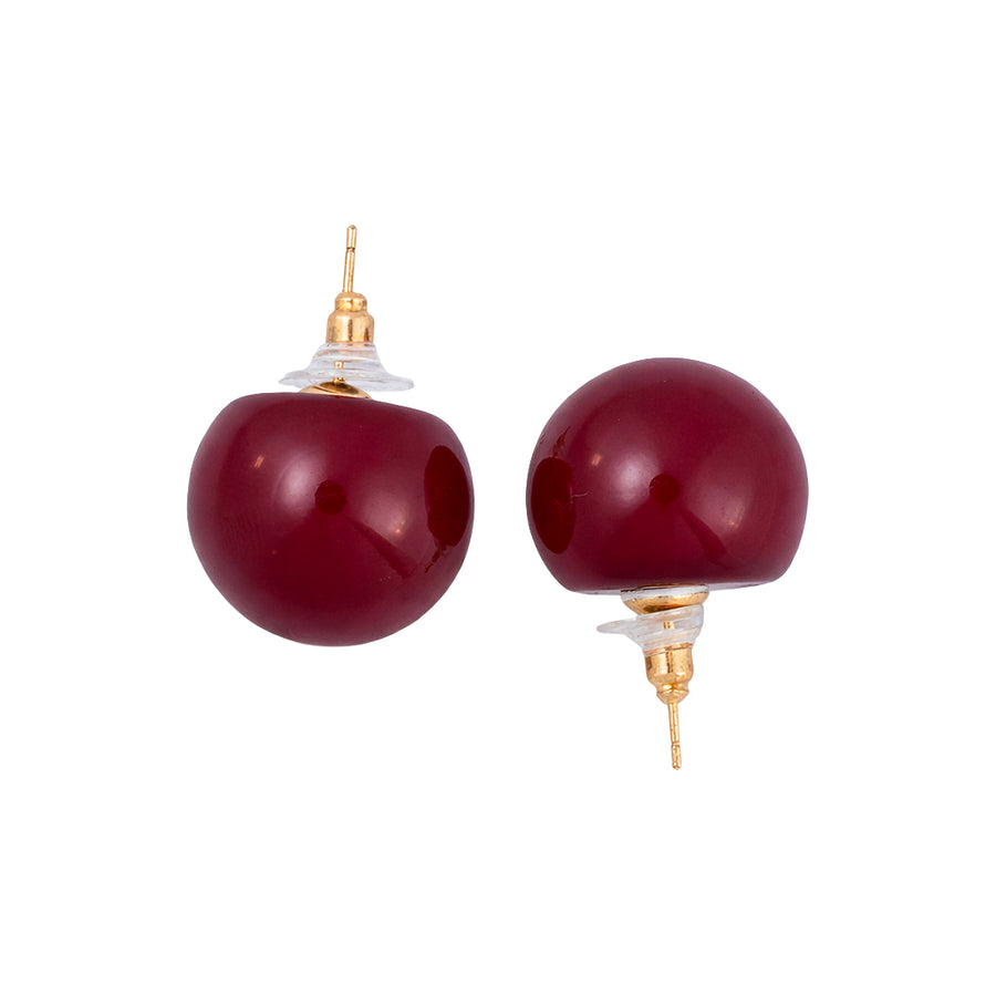 Crimson Pearl Stud Earrings