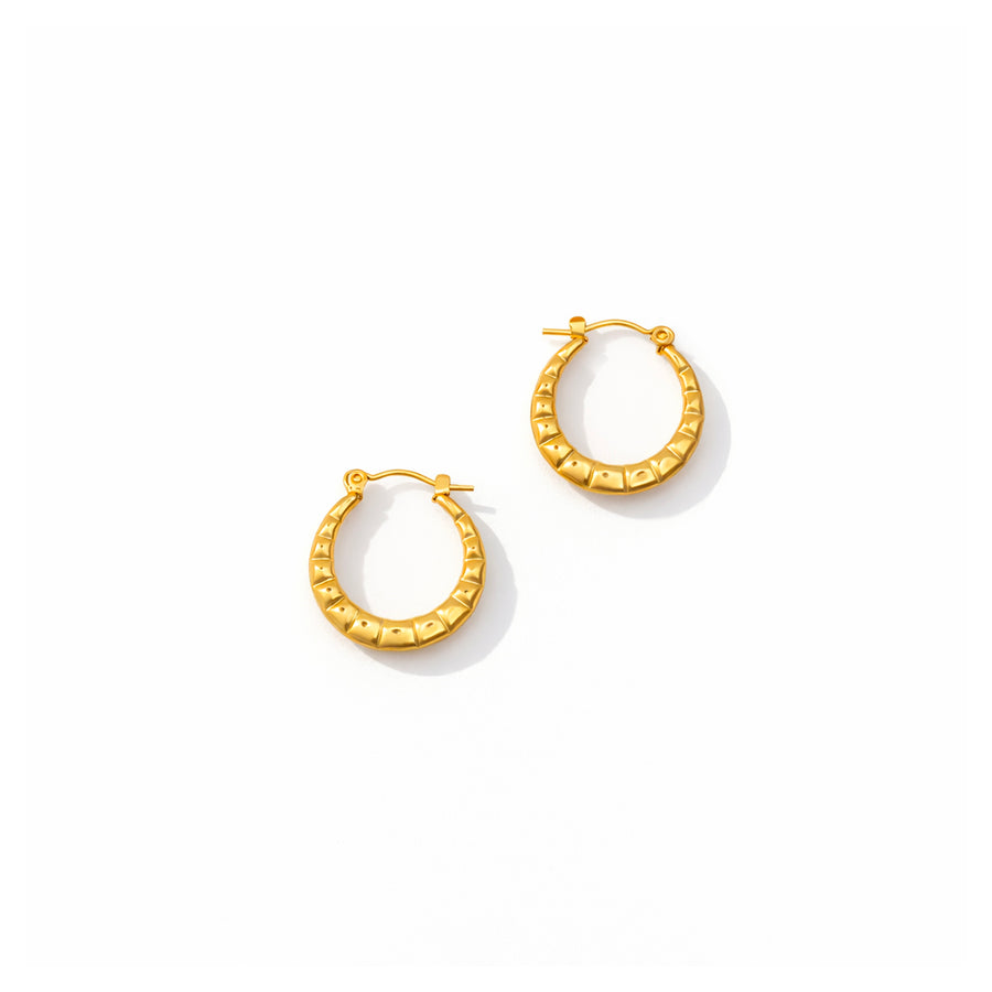 Beaded Ripple Textured Hoop Earrings