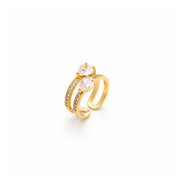 Crystal Duo Adjustable Ring