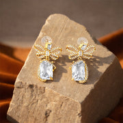 blue Moon Bow Crystal Earrings