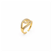 Interlinked Loop Crystal Adjustable Ring