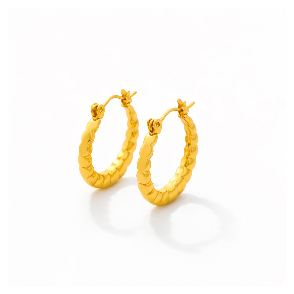 Beaded Ripple Textured Hoop Earrings