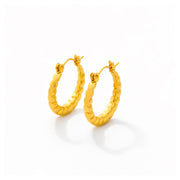 Beaded Ripple Textured Hoop Earrings