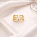 Crystal Duo Adjustable Ring