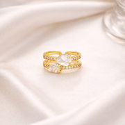 Crystal Duo Adjustable Ring