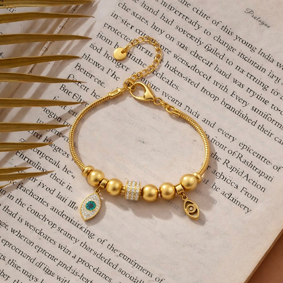 Golden evil eye charm Bracelet