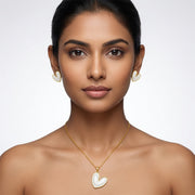 White Enamel Heart Pendant & Earrings Set