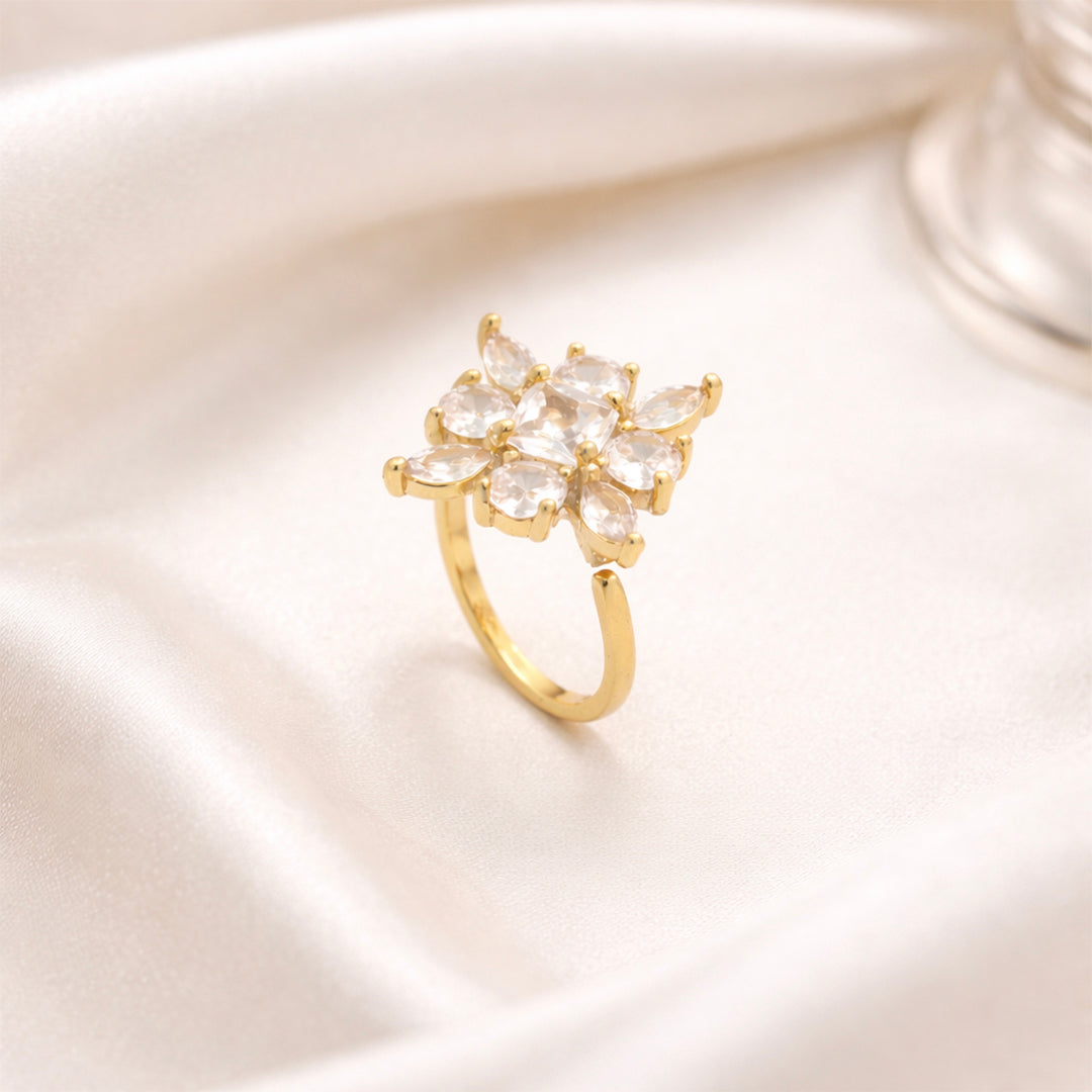 Celeste Flower Spark Adjustable Ring