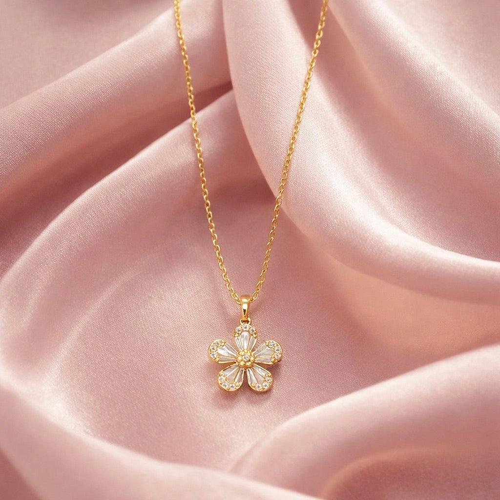 Crystal Petal Flower chain with pendant
