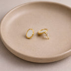 Ivory Halo Oval Stud Earrings