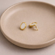 Ivory Halo Oval Stud Earrings
