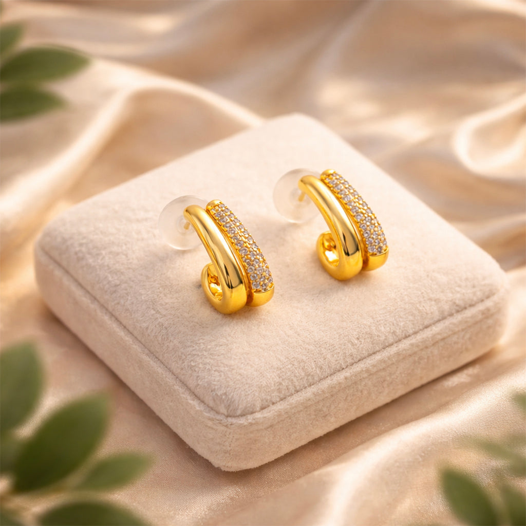 Curve Crystal Half Hoop Earrings