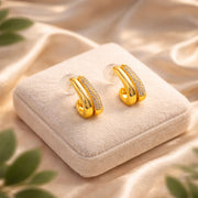 Curve Crystal Half Hoop Earrings