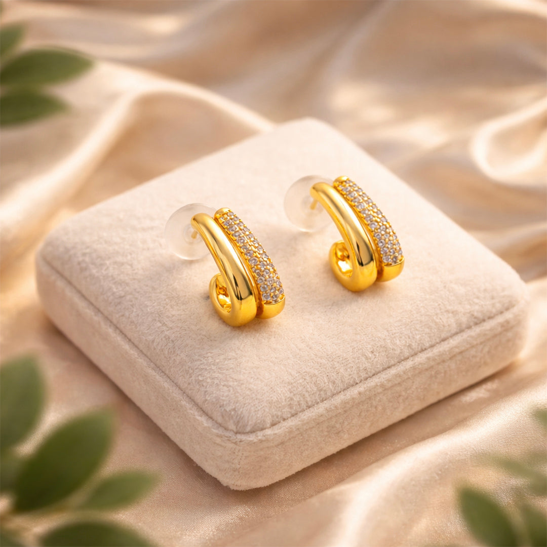 Curve Crystal Half Hoop Earrings