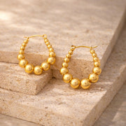 Pearl Bead Cascade Hoop Earrings