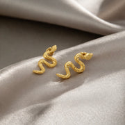 Coiled Serpent Gold Stud Earrings