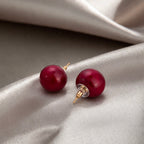 Crimson Pearl Stud Earrings