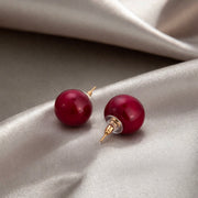Crimson Pearl Stud Earrings