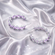 Amethyst Petal Hoop Earrings