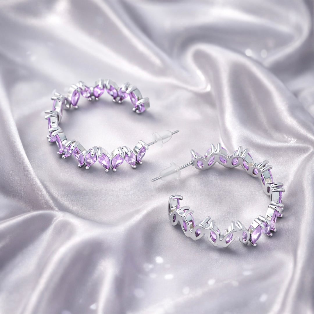 Amethyst Petal Hoop Earrings