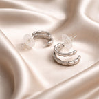 Silver Block Luxe Hoop Earrings